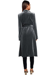 Women's gold velvet casual long lapel blazer - 808Lush