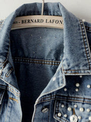 Women's heavy beaded loose denim jacket - 808Lush
