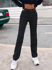 Women's high waist all-match denim straight-leg trousers - 808Lush