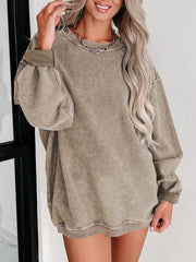 Women's long sleeve loose ribbed knitted sweatshirt - 808Lush