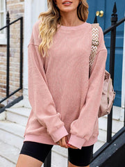 Women's long sleeve loose ribbed knitted sweatshirt - 808Lush