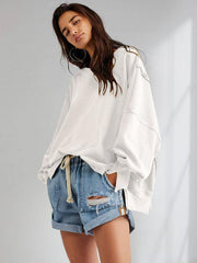 Women's loose round neck patchwork sweatshirt - 808Lush