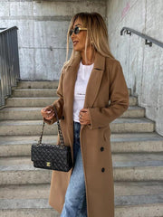 long-sleeved lapel button slit woolen jacket - 808Lush
