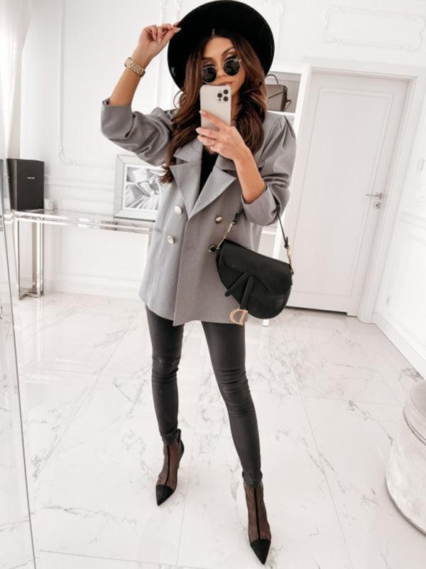 Women's casual double breasted blazer - 808Lush