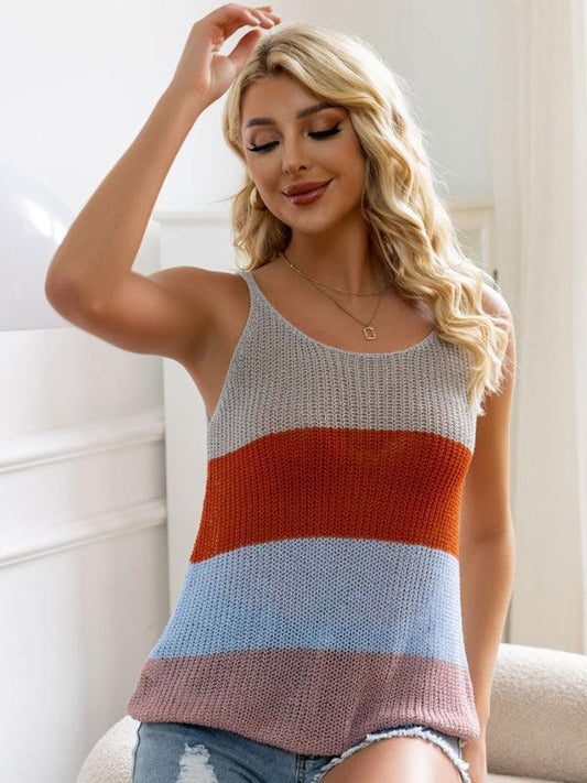 Women's casual multi-color suspender woolen vest top - 808Lush