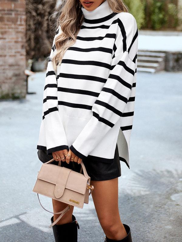 Women's casual round neck long sleeve knitted sweater - 808Lush