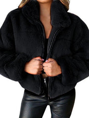 Women's casual zipper cardigan plush warm jacket - 808Lush