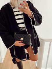 Women's contrast color woolen jacket - 808Lush