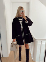 Women's contrast color woolen jacket - 808Lush