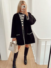 Women's contrast color woolen jacket - 808Lush