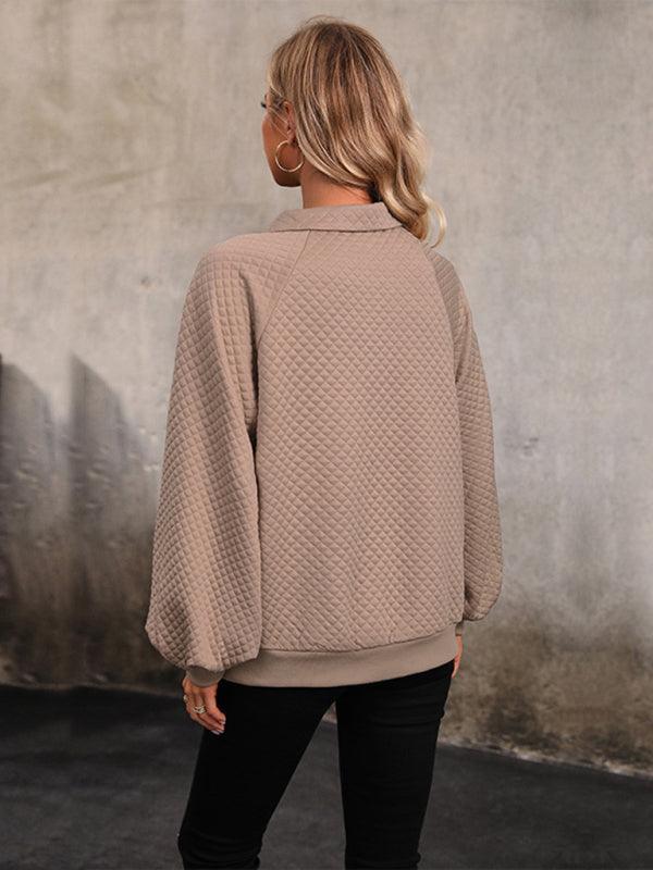 Women's lapel long-sleeved autumn and winter sweatshirt - 808Lush