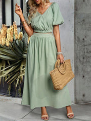 Women's V-neck short-sleeved top and skirt suit - 808Lush