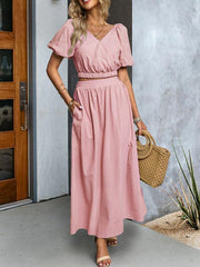 Women's V-neck short-sleeved top and skirt suit - 808Lush