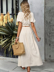 Women's V-neck short-sleeved top and skirt suit - 808Lush