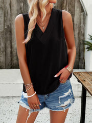 Casual solid color V-neck vest top - 808Lush
