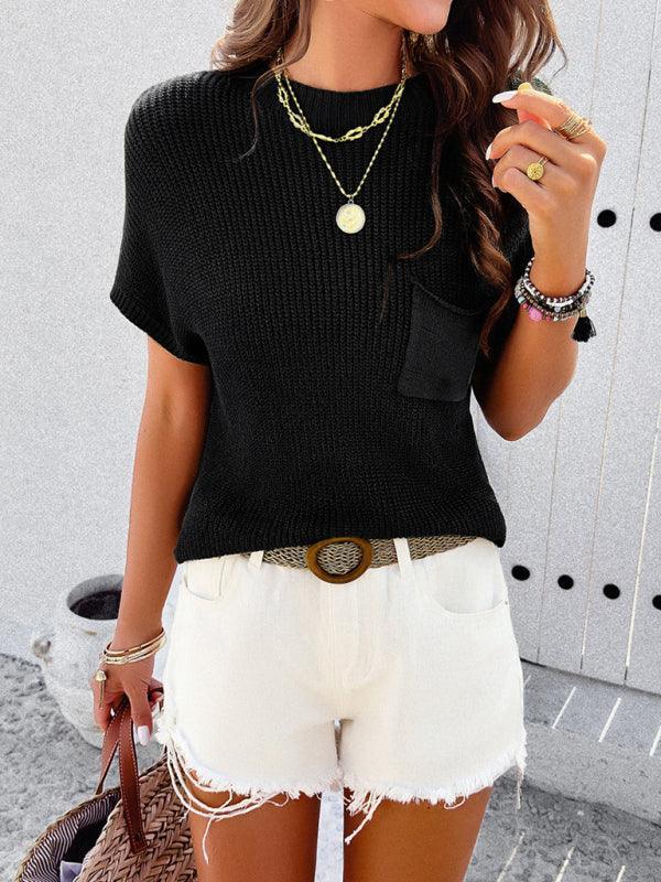 Women's style casual short-sleeved turtleneck sweater - 808Lush