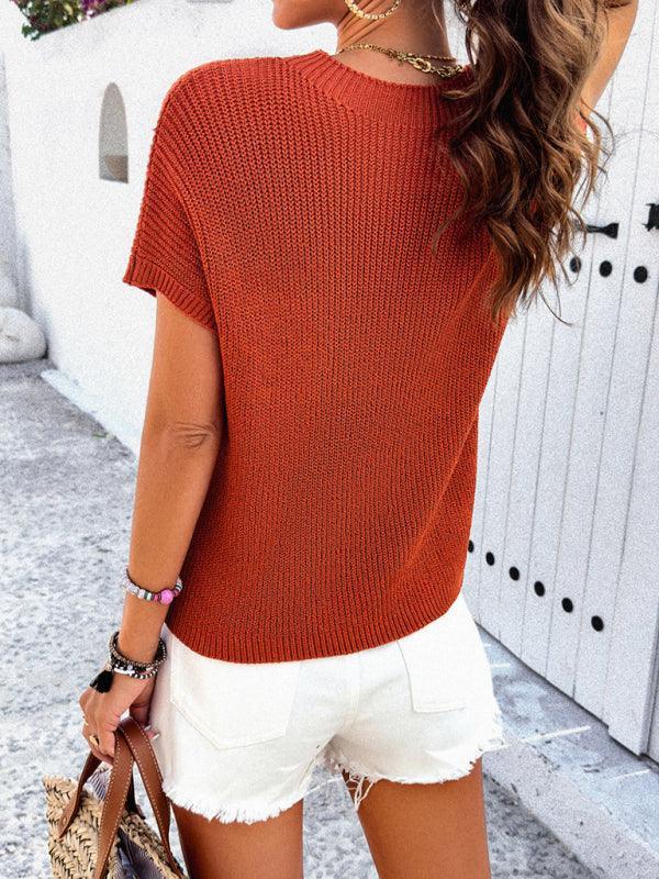 Women's style casual short-sleeved turtleneck sweater - 808Lush