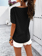 Women's style solid color V-neck ruffle sleeve top - 808Lush