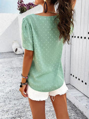 Women's style solid color V-neck ruffle sleeve top - 808Lush
