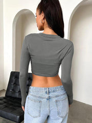 Women's tight-fitting super short long-sleeved T-shirt - 808Lush