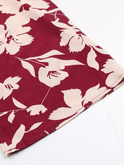 Women's tube top printed tight red jumpsuit - 808Lush