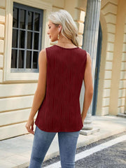 Women's water wave sleeveless metal ring loose vest - 808Lush