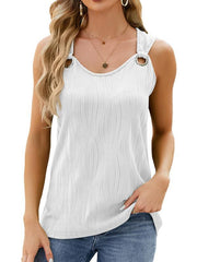 Women's water wave sleeveless metal ring loose vest - 808Lush