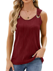 Women's water wave sleeveless metal ring loose vest - 808Lush