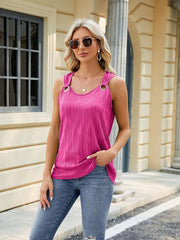 Women's water wave sleeveless metal ring loose vest - 808Lush