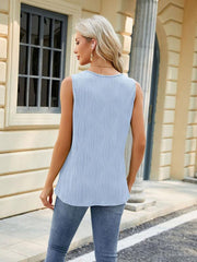 Women's water wave sleeveless metal ring loose vest - 808Lush