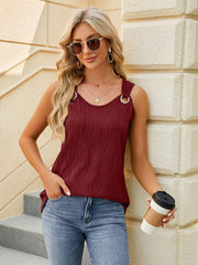 Women's water wave sleeveless metal ring loose vest - 808Lush