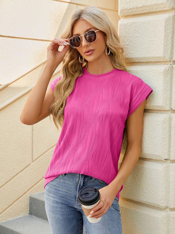 Women's round neck women's short-sleeved loose casual T-shirt - 808Lush