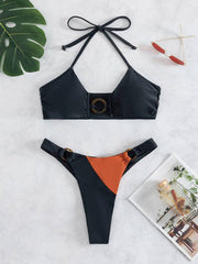 Women's sexy color matching bikini set - 808Lush