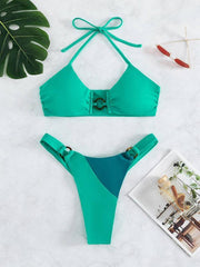 Women's sexy color matching bikini set - 808Lush