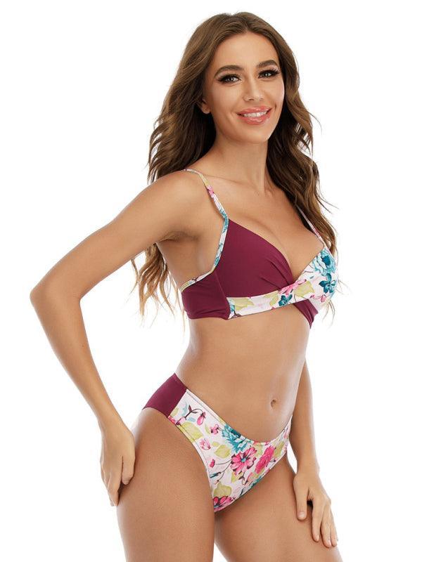 Women's sexy color matching bikini set - 808Lush