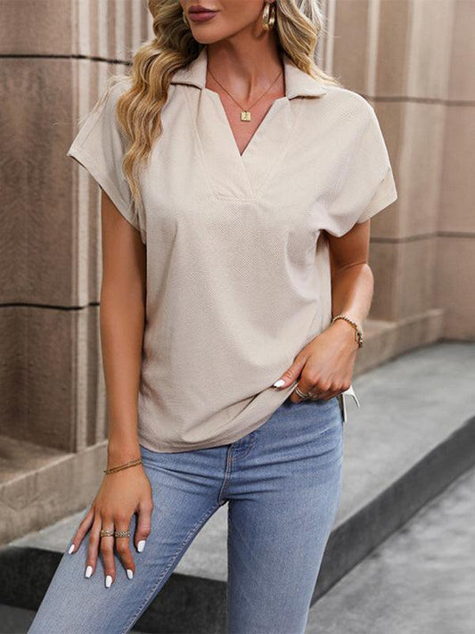 Women's short sleeve solid color tops - 808Lush