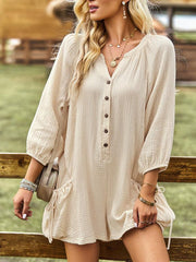 Women's solid color casual loose cotton and linen jumpsuit - 808Lush