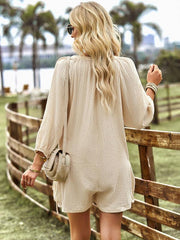 Women's solid color casual loose cotton and linen jumpsuit - 808Lush