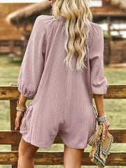 Women's solid color casual loose cotton and linen jumpsuit - 808Lush