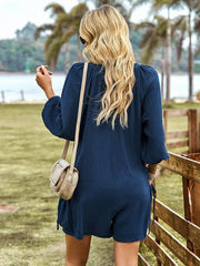 Women's solid color casual loose cotton and linen jumpsuit - 808Lush