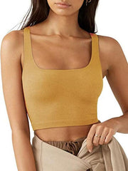 Women's solid color casual thread short vest - 808Lush