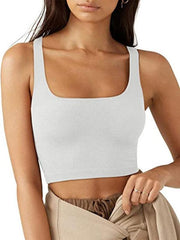 Women's solid color casual thread short vest - 808Lush