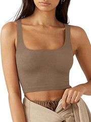 Women's solid color casual thread short vest - 808Lush