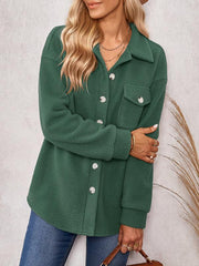 Women's solid color fashion Lapel Plush loose coat - 808Lush