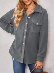 Women's solid color fashion Lapel Plush loose coat - 808Lush