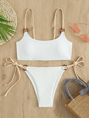 Women's solid color hoop sexy bikini sets - 808Lush