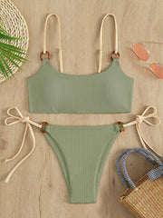 Women's solid color hoop sexy bikini sets - 808Lush