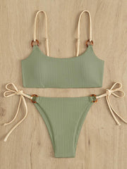 Women's solid color hoop sexy bikini sets - 808Lush