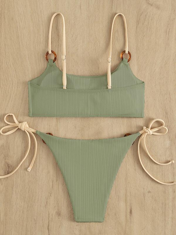 Women's solid color hoop sexy bikini sets - 808Lush