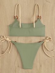 Women's solid color hoop sexy bikini sets - 808Lush